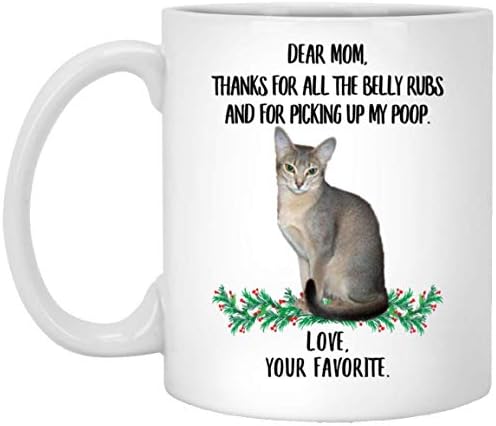 Lovesout Funny izreka Abysinian Cat Plavi krzno Pokloni za mamu hvala za trbuh trlja Božić 2023 poklona Bijela