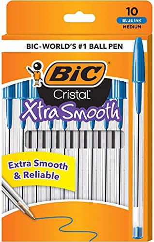 Bic Cristal Xtra glatka hemijska olovka, srednja tačka, plava, 10-Count