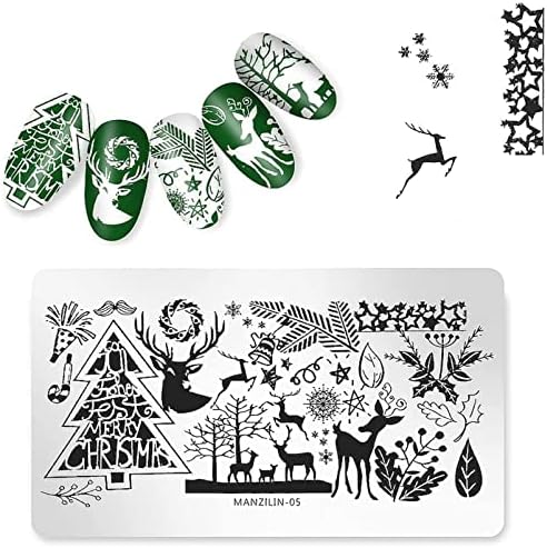 FOMIYES nail Kit 5kom Nail Stamp ploče za štancanje ploča za nokte metalne ploče za nokte za manikir DIY štampanje božićnog dekora