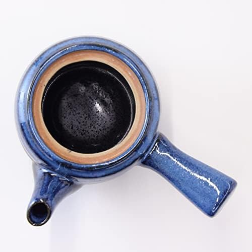 Mino Ware Kyusu čajnik sa infusirom, 370ml, kuro suho, japanski keramički zeleni čajnik, crni, 12.5 Floz