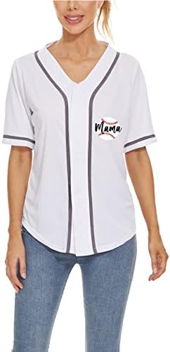 Bejzbol Dresovi Mama Mama Pismo Print Dugme Down Majice Rođendanski Poklon Sport V Vrat Shirt Žene Tee