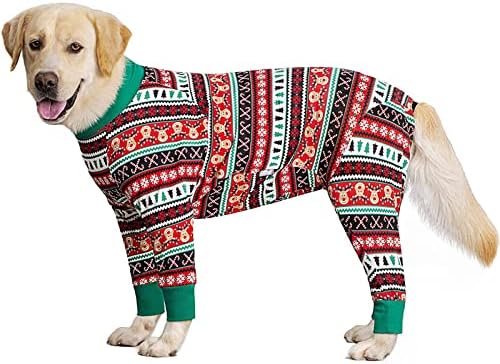 Odijelo za pse za HDKUW, puni pokrivanje padžama za probijanje padžama, meka i udobna zaštitna odjeća za pse, pasa topla košulja za srednje veliki pas zeleni božić 38 #
