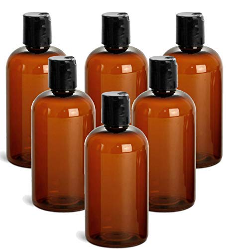 Grand Parfums 8 oz Amber plastične boce za diskovi, za gel, šampono ručni sapun, klima uređaj 240ml kadom, kuhinjski spremnici sa crnim diskovnim kapima
