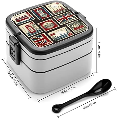 Set markica sa boksom za ručak u sindikatu Prijenosni dvoslojni bento kutija Veliki kapacitet za ručak kontejner za hranu sa kašikom