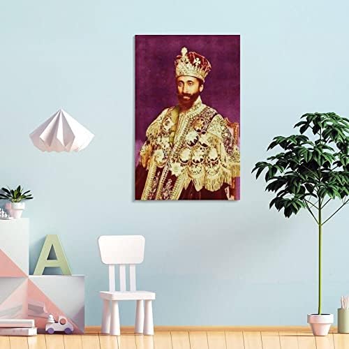 ToMart uljano slikarstvo Poster Haile Selassie Vintage portret zidni umjetnički dekor platno slikarstvo posteri i grafike zidne umjetničke slike za dnevni boravak dekor spavaće sobe 24x36inch Frame-style