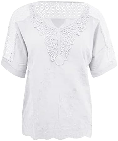 Žene vrhove majica na majici casual kratki rukav Retro V-izrez ljetna majica Henley Western odjeća