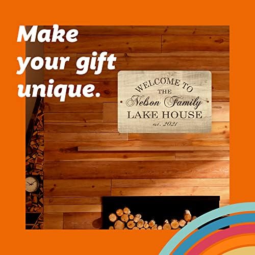 Personalizirani suptilni drveni zrno Dobrodošli na porodični znak Lake House Metal Room