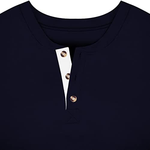Gnvviwl muške Casual Henley majice kratki rukav dugme pune kontrastne boje opremljene majice