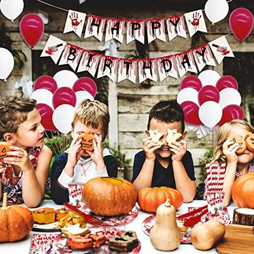Trgowaul horor rođendan Halloween krvavi pribor za jelo set dekoracije, 115kom Hretan Rođendan