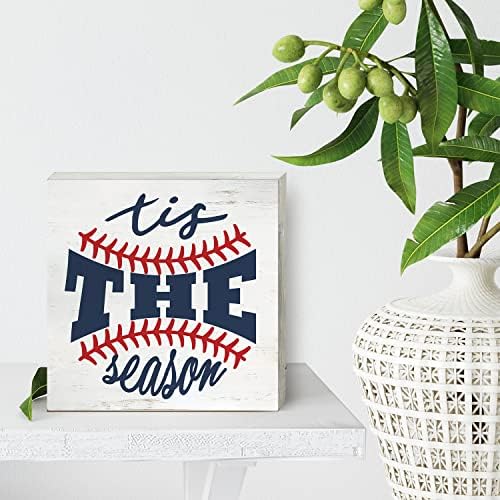 Tis sezona Bejzbol Drvena kutija znak Home Decor rustikalni ljubitelji bejzbola Drvena kutija znak blok plaketa za zidnu stolnu dekoraciju stola