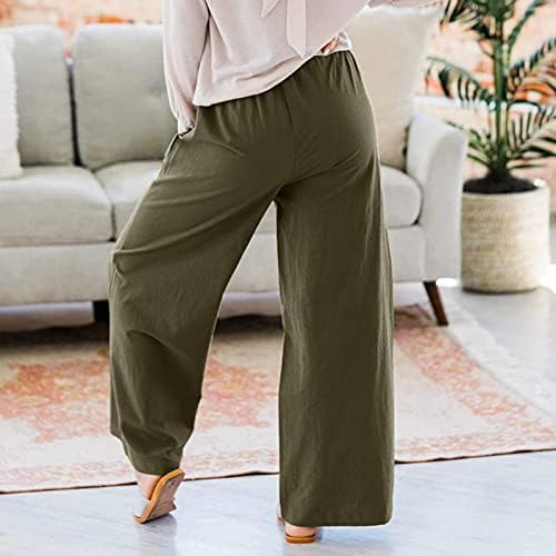 MIASHUI Petite pantalone za žene Casual labava Odjeća zategnutost pantalone pamučne pantalone džepne ženske
