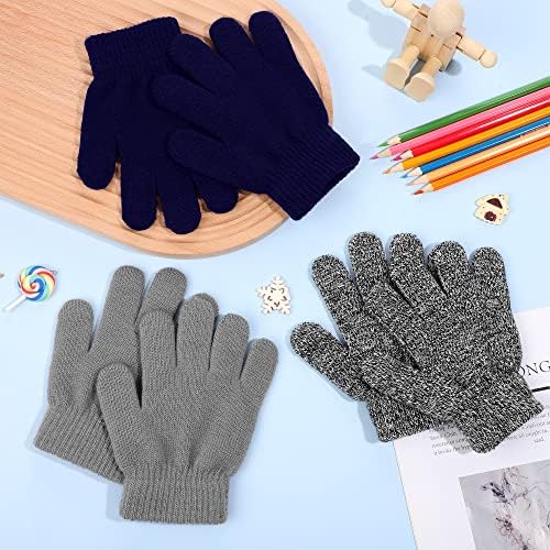 Cooraby 3 parovi dječije zimske magične rukavice zgušnjavaju pletene kašmirske tople rukavice za djecu rastezljive uniseks rukavice za dječaka