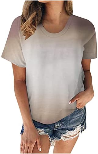 Bluze za vrat za žene za žene Jesen Ljetni kratki rukav grafički grafički prugasti bluze Tees Girls