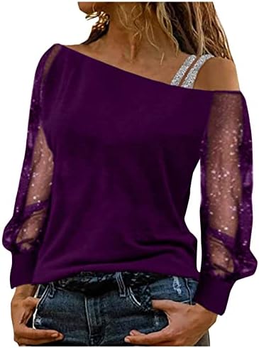 Seksi majica s ramena za žene čiste mreže dugih rukava Toes Labave ležerna bluza Elegantna radna