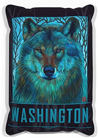 Washington Winter Wolf Faux Suede Sofa Throw jastuk od uljane slike umjetnika Kari Lehr 13x 19.