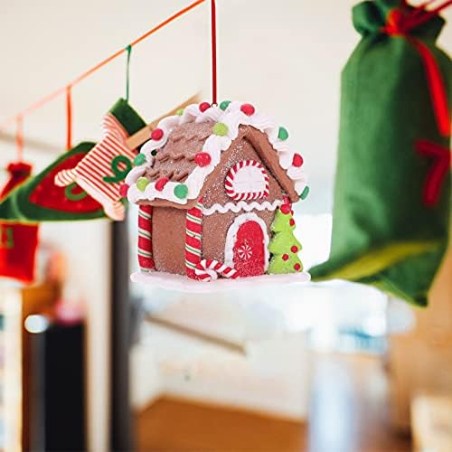NUOBESTY Božić dekor Yule pokloni Božić Gingerbread House Božić Santa Claus Mini kuća Božić visi ukras za jelku dekoracije Candy ukrasi