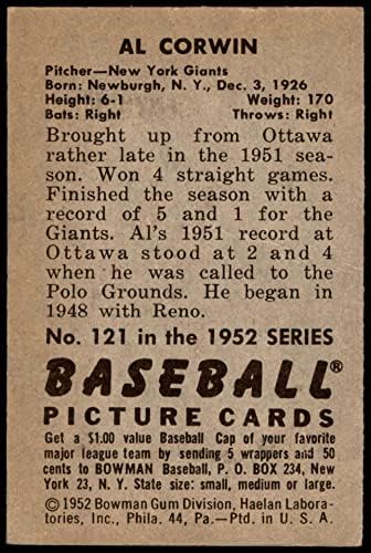 1952 Bowman # 121 Al Corwin New York Giants ex divovi