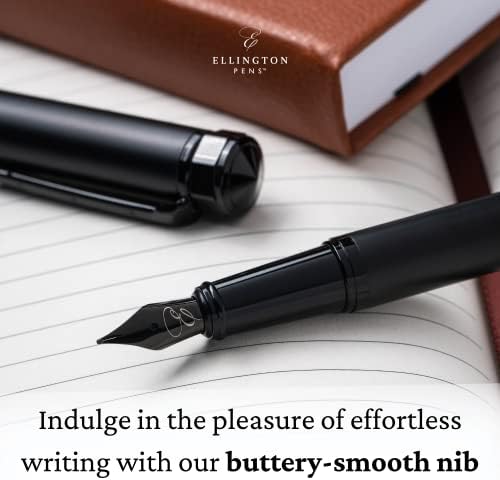 Elington olovke luksuzni Set nalivpera - nalivpera za pisanje - glatko srednje pero-uključuje pretvarač mastila koji se može napuniti, 3 kertridža sa mastilom [crna & plava], Poklon kutija - elegantna kaligrafija