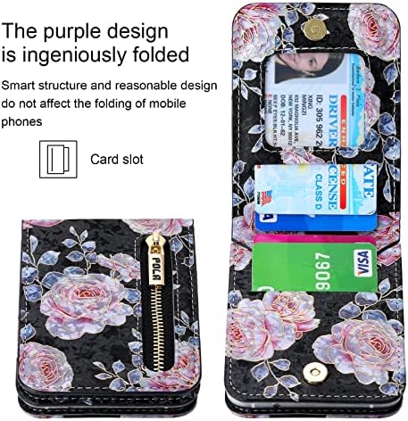 Szhaiyu cvijet novčanik torbicu za Samsung Galaxy Z Flip 4 5G Crossbody slučaj sa kreditnom karticom držač trake remen Žene Floral Kickstand Flip koža Zipper
