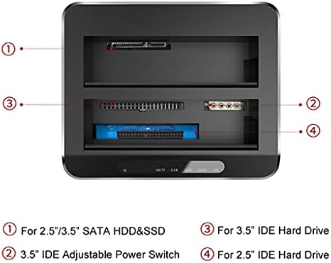 Lhllhl Dual Bay USB 3.0 na SATA IDE eksterni hard disk priključna stanica sa 2-Portnim čitačem kartica 2.5 / 3.5 inčni SATA/IDE HDD