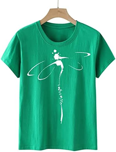 Ženske slatke grafičke majice za grafike Ležerne ljeto Smiješne Dragonfly tiskane kratkih rukava s kratkim