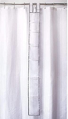 Skywin tuš obloge sa džepovima, viseći mrežica tuš kadom - 2 pakovanja, 60 x 6 inča sa 7 džepova, poliesterska mrežasta tkanina, podesivi velcro remen ili kuka, džepna zavjesa za tuširanje