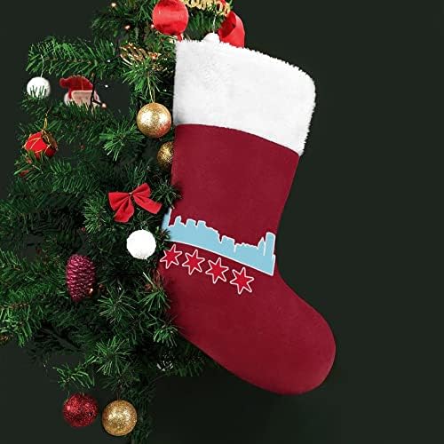 Chicago zastava zgrade Skyline Božić čarapa Božićne čarape torbica Porodični Xmas Decor