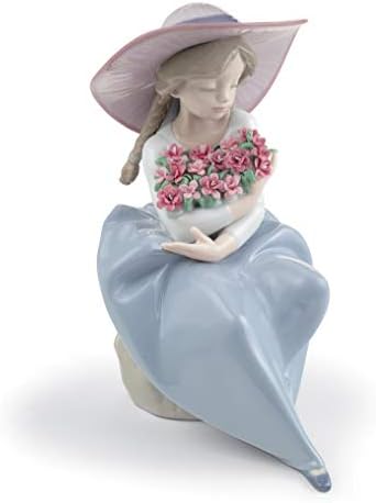 LEDRÓ mirisna bouquet djevojka s karanfilima figurica. Porculanska djevojka sa figurom cvijeća.