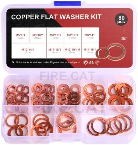 Copper Round CounderSunk perilice za gazmeće M5 M6 M8 M10 M12 M14 80 / 215pcs Metal O Prsten za zadržavanje brtve za pranje za pranje