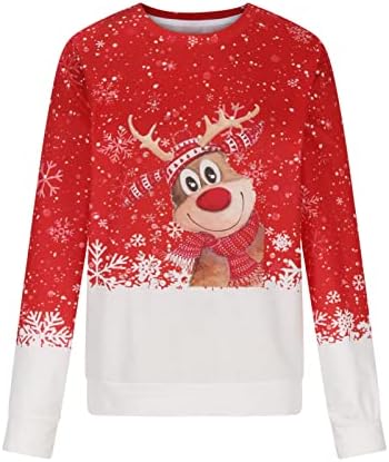 Vrhovi za žene majica božićne slatke remenerska bluza s dugim rukavima pulover dukserice labave majice