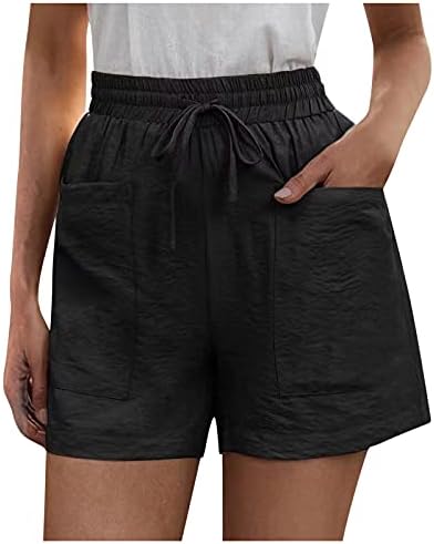 Bblulu pamučne kratke hlače za žene casual labavi kratke hlače široko pojas vruće elastične struk ljetne čvrste hlače sa džepovima