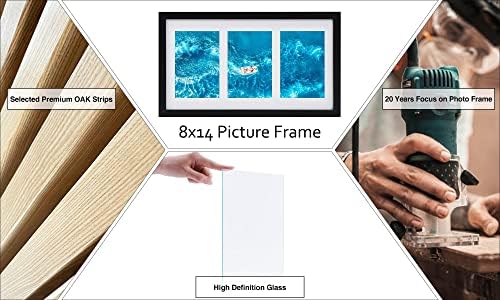 FIRMINANA 8x14 inčni okvir za kolaž slike - Prikažite tri fotografije 4x6 inča na svom zidu-savršeno kao porodični okvir za slike kolaža (crno-1 kom)
