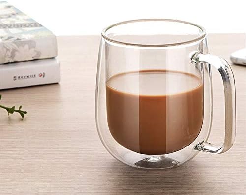 Naočale za piće Očistite dvostruke zidne čaše, sa ručka izolirane krigle za kavu espresso latte