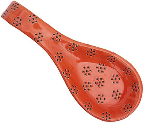 abhandicrafts ORANGE Ceramic Spoon Rest naslon za pribor napravljen sa keramičkim kuhinjskim alatom držač posuđa za kuvanje sa ručkom šareni Kuhinjski keramički oslonac za kašiku-ručno oslikan