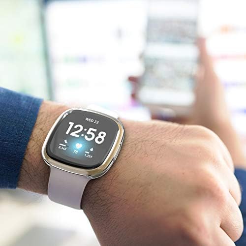 Kpyja 6-Pack zaštitnik ekrana kompatibilan sa Fitbit Sense 2 / Versa 4 kućištem, mekom TPU Platiranom kućištem svestrani zaštitni ekran puni poklopac Branik kompatibilan za Fitbit Sense 2 / Versa 4 Smart Watch
