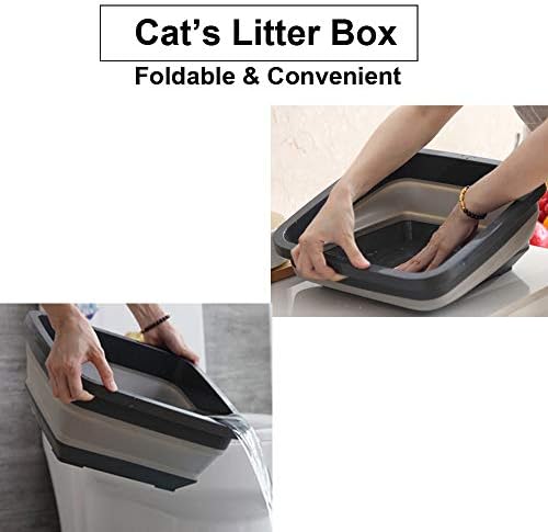 HenryDong siva sklopiva putna kutija za mačke, Plastična toaletna posuda za kućne ljubimce,