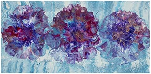 Originalna umjetnička djela akrilne tečnosti na platnu - 12 x 24 - šareno cvjetanje