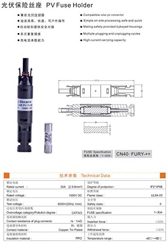 Slobled 1000V PV priključak za osiguravanje IP68 vodootporan za prašinu linijski držač osigurača,