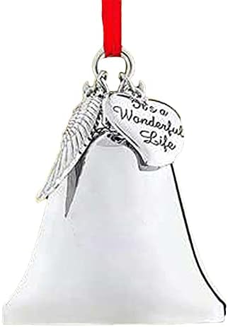 Sallydream Božićno zvono sa nehrđajućim čelikom Angel Wing Charm Ornament to je divan život u božićnim ukrasima Bell Ornament-Memorijalni poklon