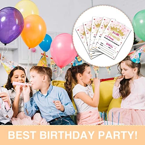 Pozivi za rođendan Lefohlon, 20 pozivnica sa kovertama, djeca rođendana pozivnice za muškarce ili žene, ružičasti zlatni rođendan rođendan za djevojčice - B15