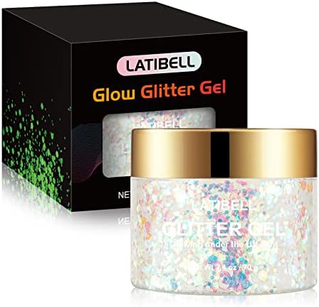 LATIBELL Glow in The Dark Body Glitter Gel, UV Body Glitter Glow in the Dark, Neon Body Glitter face Glitter