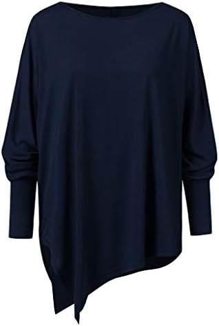 finess Ženska Ženska bluza majica majica Dugi rukav čvrsti nepravilni rub labavi Casual Duks pulover tunika jesenska Odjeća M-XXL