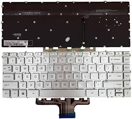 Tiugochr Laptop zamjena američki raspored sa pozadinskim osvjetljenjem tastatura za HP Pavilion X360 14-DV 14-DW 14m-DW 14-DW000 14-DV0003TX 9Z.NGPSV.B01 L85711-001 NSK-XTBSV TPN-Q244 srebro