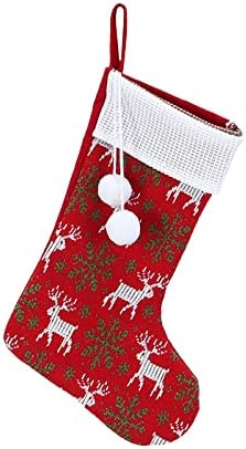 Messiyo Božić Santa čarapa crvena predjela Viseća Sack Xmas kamin Viseći Santa Socks Plišani praznični pokloni Darove ukras 6 Ft Garland za stepenice