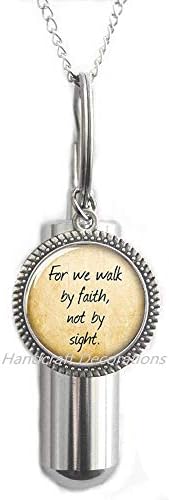 HandFraftDecorations za hodamo po vjeri, ne po viđenju, pismijskom nakitu, Christian kremiranje urna ogrlica,