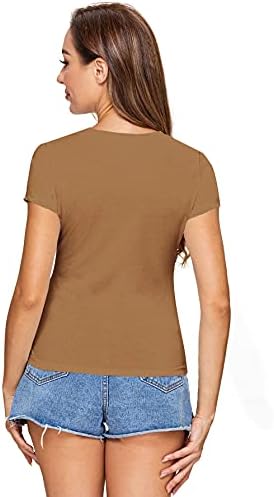 SheIn ženski čvrsti Osnovni Tee okrugli vrat kratki rukav Slim Fit T-Shirt Tops