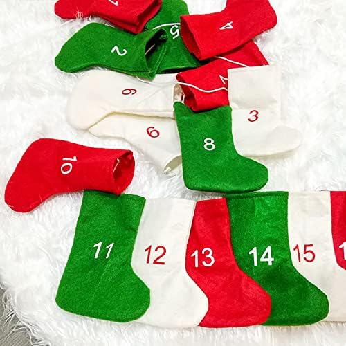 24kom čarape Božić dekoracije DIY Božić odbrojavanje zid kalendar poklon torba privjesak Božić