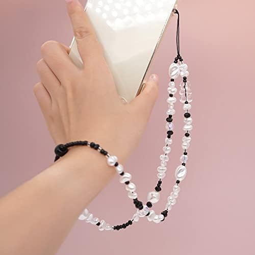 ZJHYXYH staklo riža perle imitacija bisera ručni Perla 55cm protiv gubitka ručni lančić za lanac za mobilni telefon