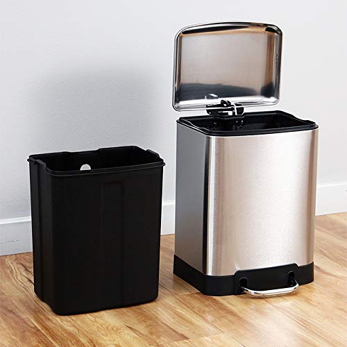 Abecel kan za smeće, 6L smeće smeće može od nehrđajućeg čelika kvadratnih kanta za kanta za nogu pedala vanjska smeće bin kuhinja kupatilo ured smeće smeće bin