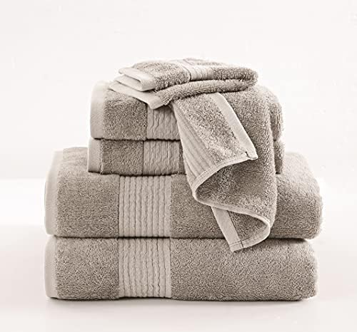 Brooklyn Loom - Pamuk Tencel 6-komadni set ručnika - mekan i izdržljiv - Khaki